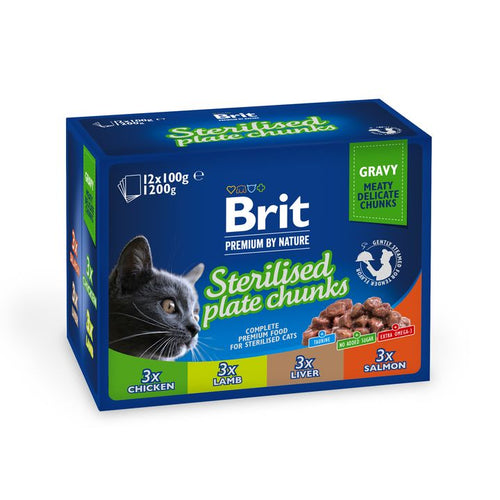 BRIT PREMIUM Komadici u umaku Sterilised Plate Multipack, 1020g (12x100g)