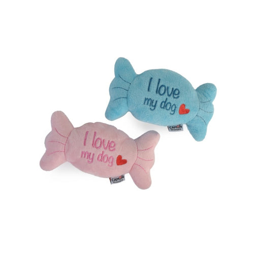 CAMON Igracka za pse I Love My Dog, plisana, zvucna, 15cm, plava ili ruzicasta