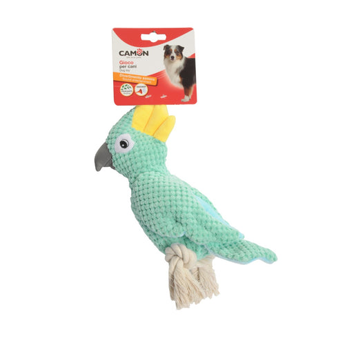 CAMON Igracka za pse Papiga, s konopom, zvucna, suskava, 24cm, izbor boja