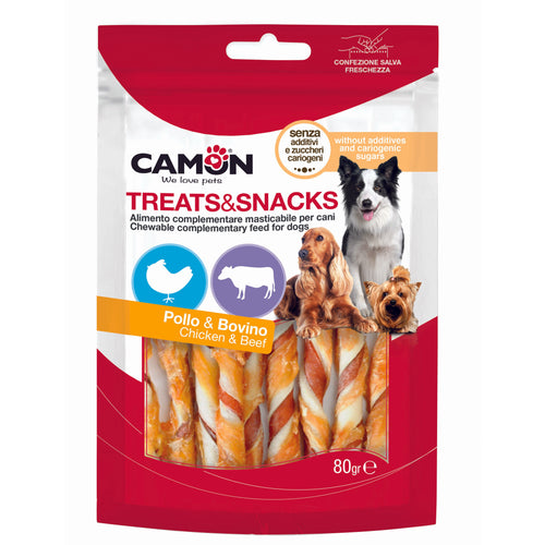 CAMON Poslastica za pse, Rawhide Wrap svinjetina, govedina i piletina, 80g