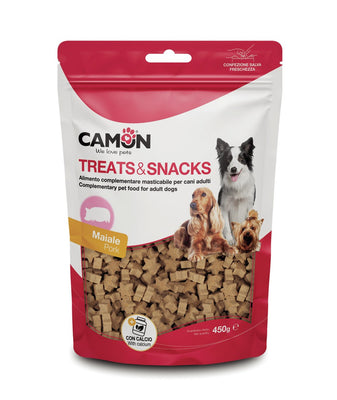 CAMON Snackbox, Poslastice za pse sa svinjetinom i kalcijem, polumeke, 450g