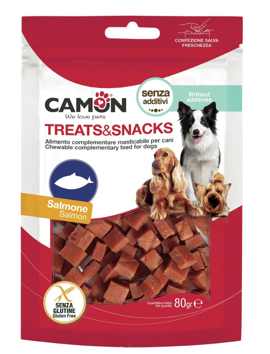 CAMON Treats&Snacks, kockice lososa, poslastica za pse, 80g