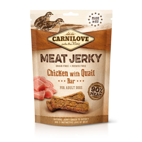 CARNILOVE Jerky Bar, mesne plocice, piletina i prepelica, bez zitarica, 100g