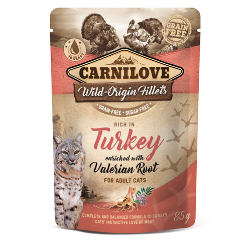 CARNILOVE Wild Origin Filets, bogato puretinom, s valerijanom, bez zitarica, 85g