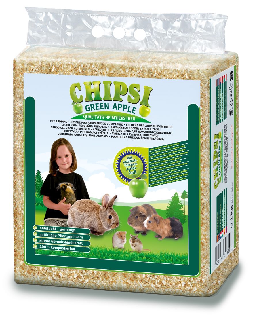 CHIPSI Green apple, stelja za glodavce, piljevina s mirisom zelene jabuke