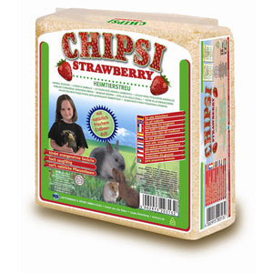 CHIPSI Strawberry, stelja za glodavce, piljevina s mirisom jagode
