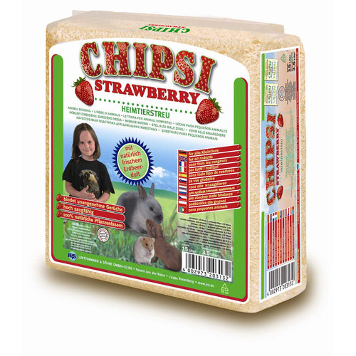 CHIPSI Strawberry, stelja za glodavce, piljevina s mirisom jagode