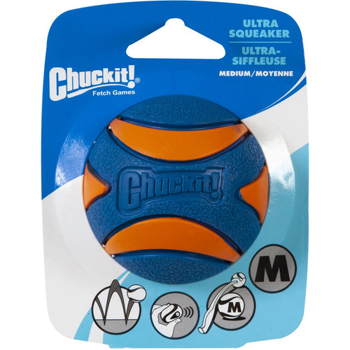 CHUCKIT! Ultra Squeaker lopta M, zvucna, 6,5cm