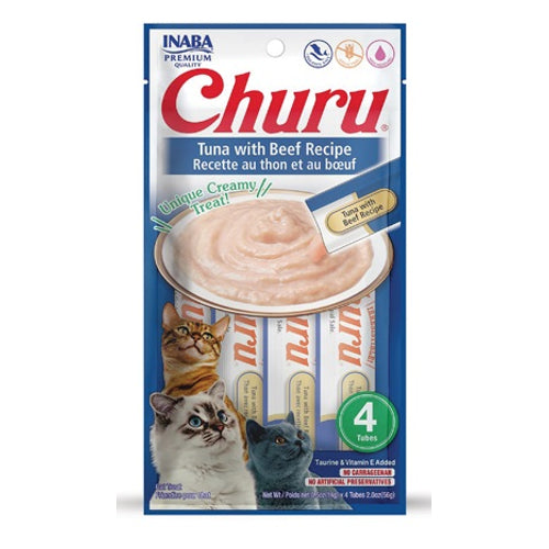 CHURU Puree, krema, tunjevina s aromom govedine, 4x14g