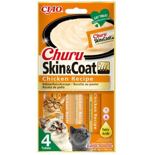 CHURU Puree Skin&Coat, krema, piletina, 4x14g