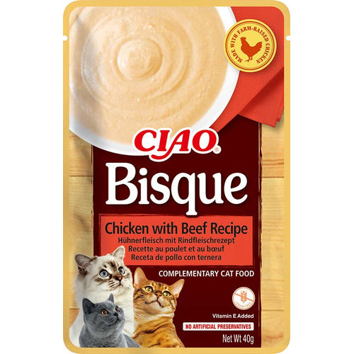 CIAO Bisque, piletina s govedinom, u kremastom umaku, 40g