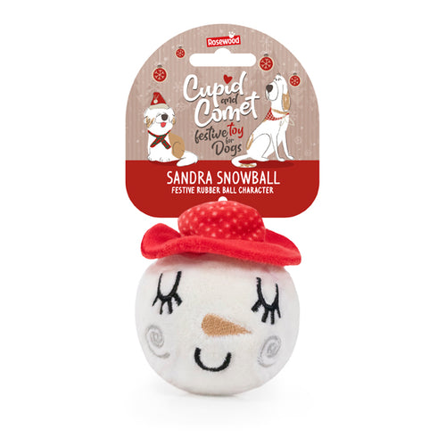 CUPID&COMET Igracka za pse Blagdanska loptica Snowball, guma, 6,5x10cm