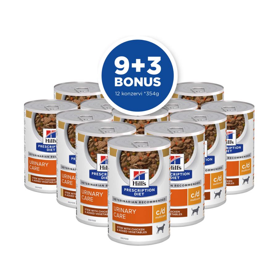 HILL's PD Canine Multicare Stew c/d, s piletinom, 354g, 9+3 BONUS