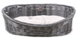 D&D OUTLET Pleteni ležaj za pse od poliratana, s jastukom, sivi, XL - 70x53x23