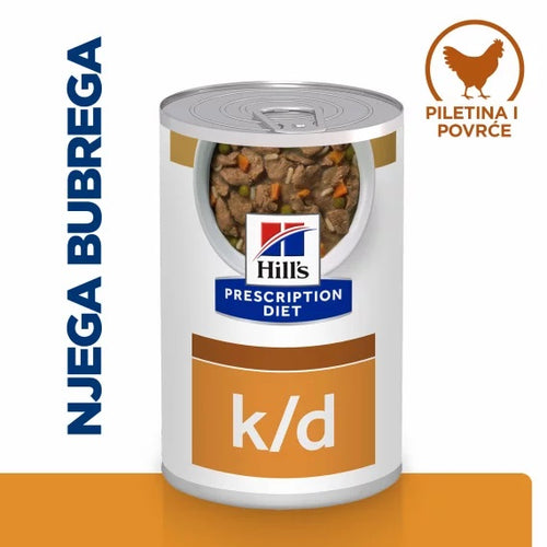 HILL's PD Canine Kidney care k/d Stew, s piletinom i dodatkom povrca, 354g