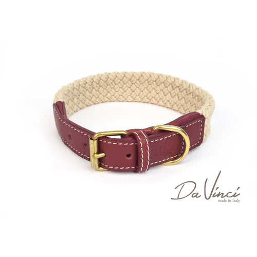 DA VINCI CLERANCE Lucrezia ogrlica, prirodna koza i konop, 2,5 x 55cm, bordo