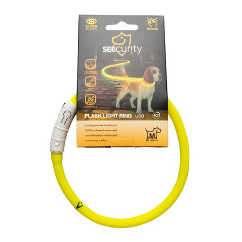 DUVO+ SEEcurity Reflektirajuca ogrlica za pse USB, silikon, 20-45cm, zuta