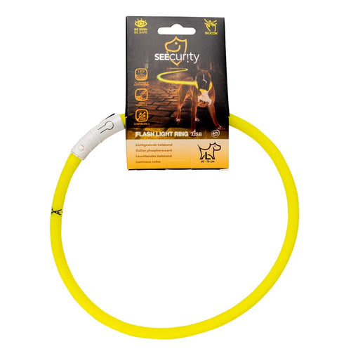 DUVO+ SEEcurity Reflektirajuca ogrlica za pse USB, silikon, 30-70cm, zuta