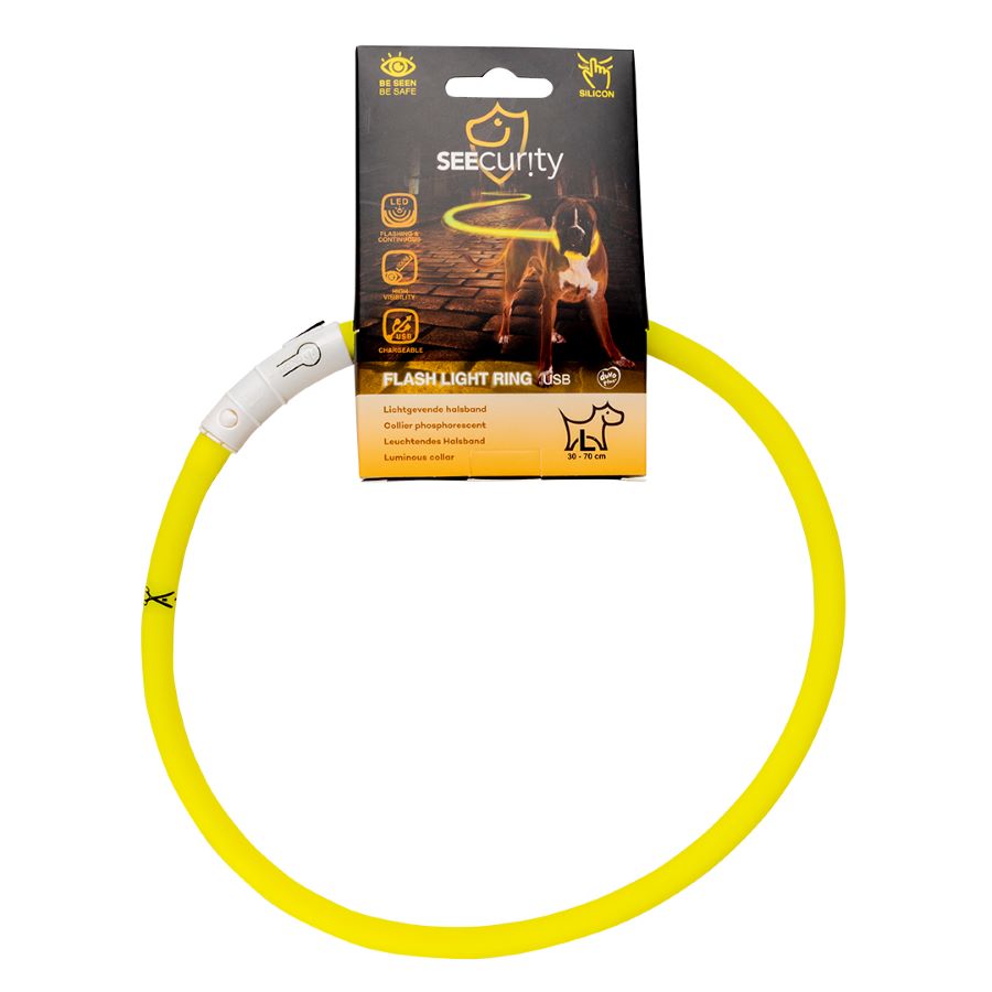 DUVO+ SEEcurity Reflektirajuca ogrlica za pse USB, silikon, 30-70cm, zuta