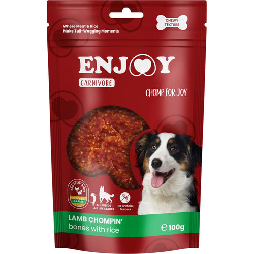 ENJOY Carnivore Chompin' Bones, janjetina s rizom, zvakalica za pse