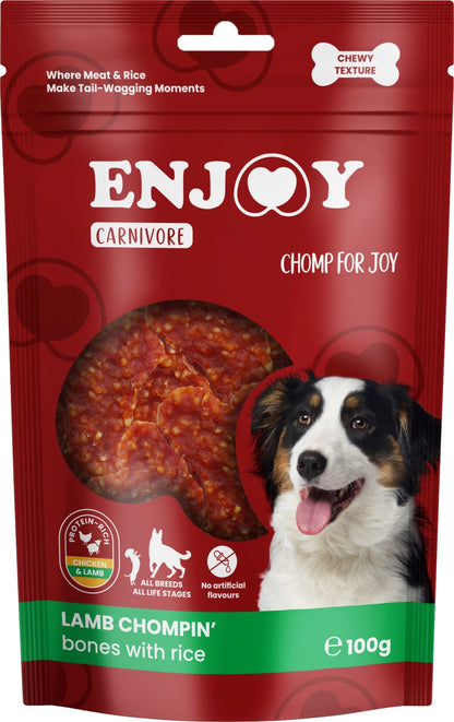 ENJOY Carnivore Chompin' Bones, janjetina s rizom, zvakalica za pse