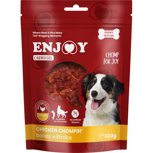 ENJOY Carnivore Chompin' Bones, piletina s rizom, zvakalica za pse, 300g