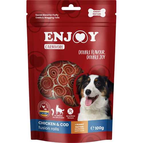 ENJOY Carnivore Fusion Rolls, piletina i bakalar, poslastica za pse 