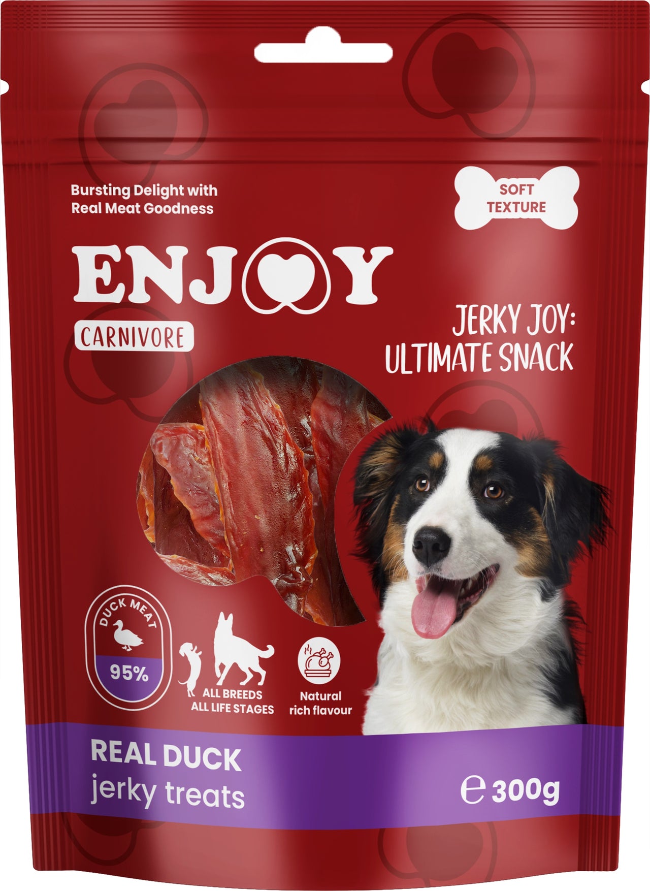 ENJOY Carnivore Jerky, susena pacetina, poslastica za pse, 300g