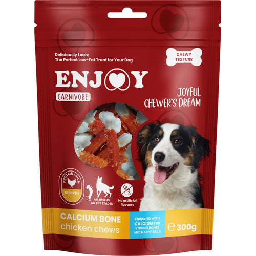ENJOY Carnivore Kost s kalcijem omotana piletinom, zvakalica za pse, 300g