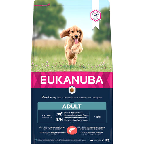 EUKANUBA Adult Small&Medium Breed Losos s jecmom, 2,5kg