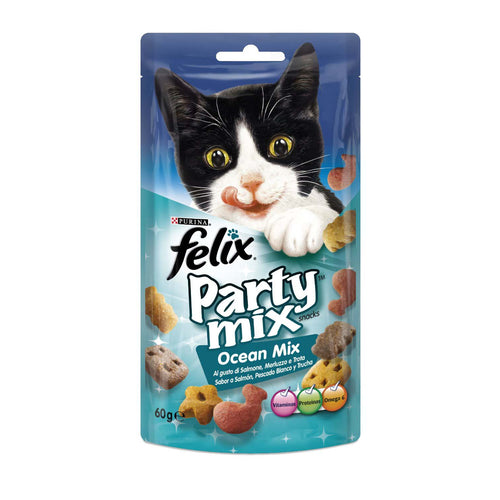 FELIX Party Mix Ocean, poslastica s okusom lososa i pastrve, 60g