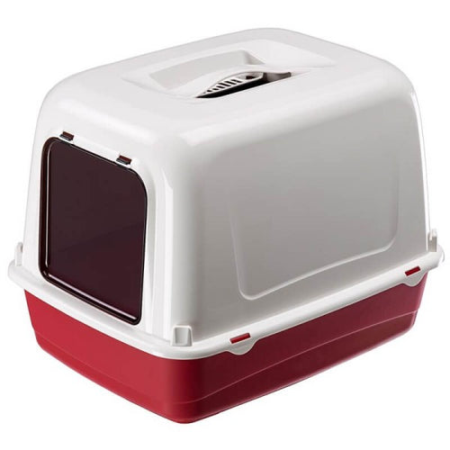 FERPLAST WC za macke Clear Cat, zatvoreni, bordo, 36x47x35cm