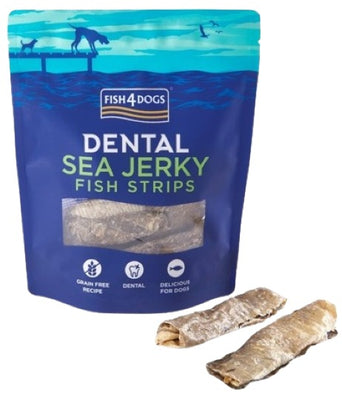 FISH4DOGS Dental Sea Jerky Strips, dentalna poslastica, koza bijele ribe, 100g