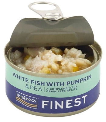 FISH4DOGS Finest, bijela riba s bundevom i graskom, bez zitarica, 85g