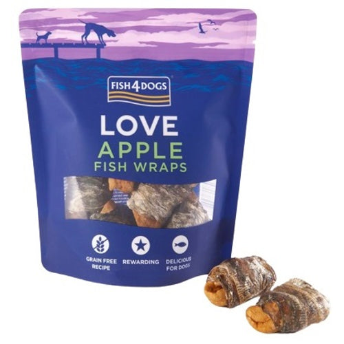 FISH4DOGS Love Apple Fish Wrap, jabuka i riblja koza, poslastica za pse, 90g