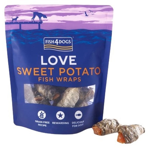FISH4DOGS Love Sweet potato Wrap, batat s ribljom kozom, 100g