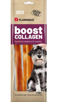 FLAMINGO Boost Strips, s piletinom i kolagenom, poslastica za pse, 60g