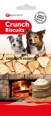 FLAMINGO Hrskavi biskviti za pse Sandwich Hearts, 500g