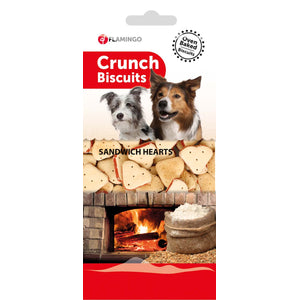 FLAMINGO Hrskavi biskviti za pse Sandwich Hearts, 500g