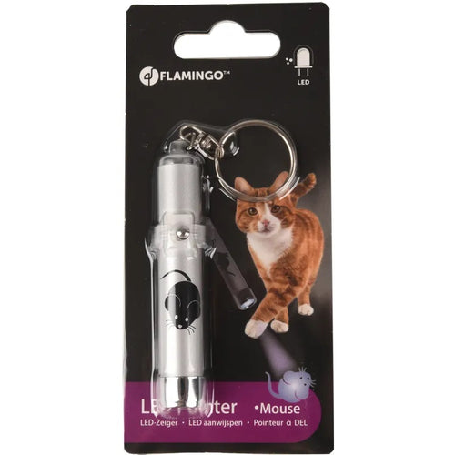 FLAMINGO Igracka za macke LED Laser, s motivom misa, sivi, 8cm