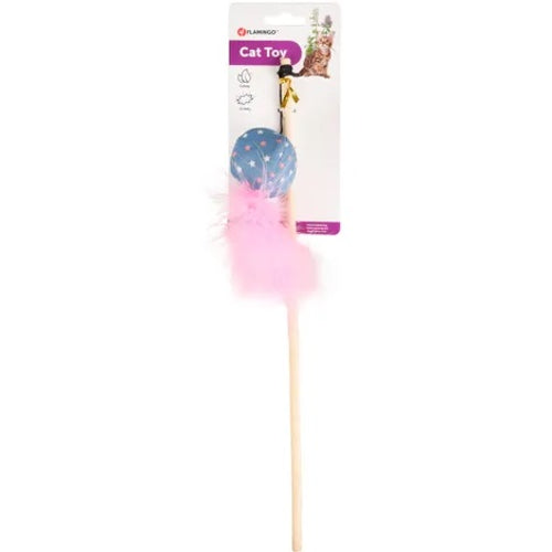 FLAMINGO Igracka za macke Mahalica Winny, s lopticom, catnipom i perjem, 40cm