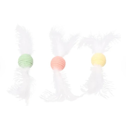 FLAMINGO igracka za macke Poppy loptica, s perjem, vise boja, 23x4,5x4,5cm