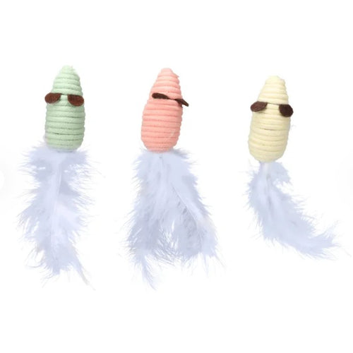 FLAMINGO igracka za macke Poppy Mis, s perjem, vise boja, 16x3x3cm