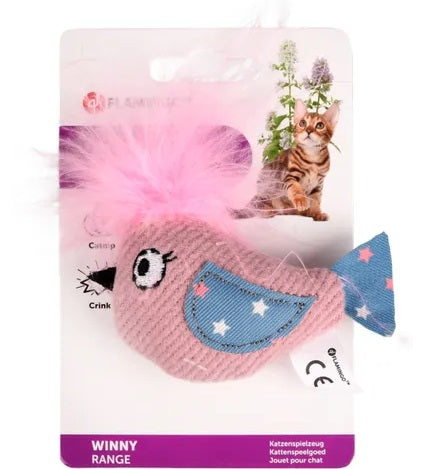 FLAMINGO Igracka za macke Winny Ptica, s catnipom i perjem, suskava, 10cm