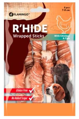 FLAMINGO RHide Wrapped Sticks, zvakalica piletina s bakalarom, 6kom, 85g