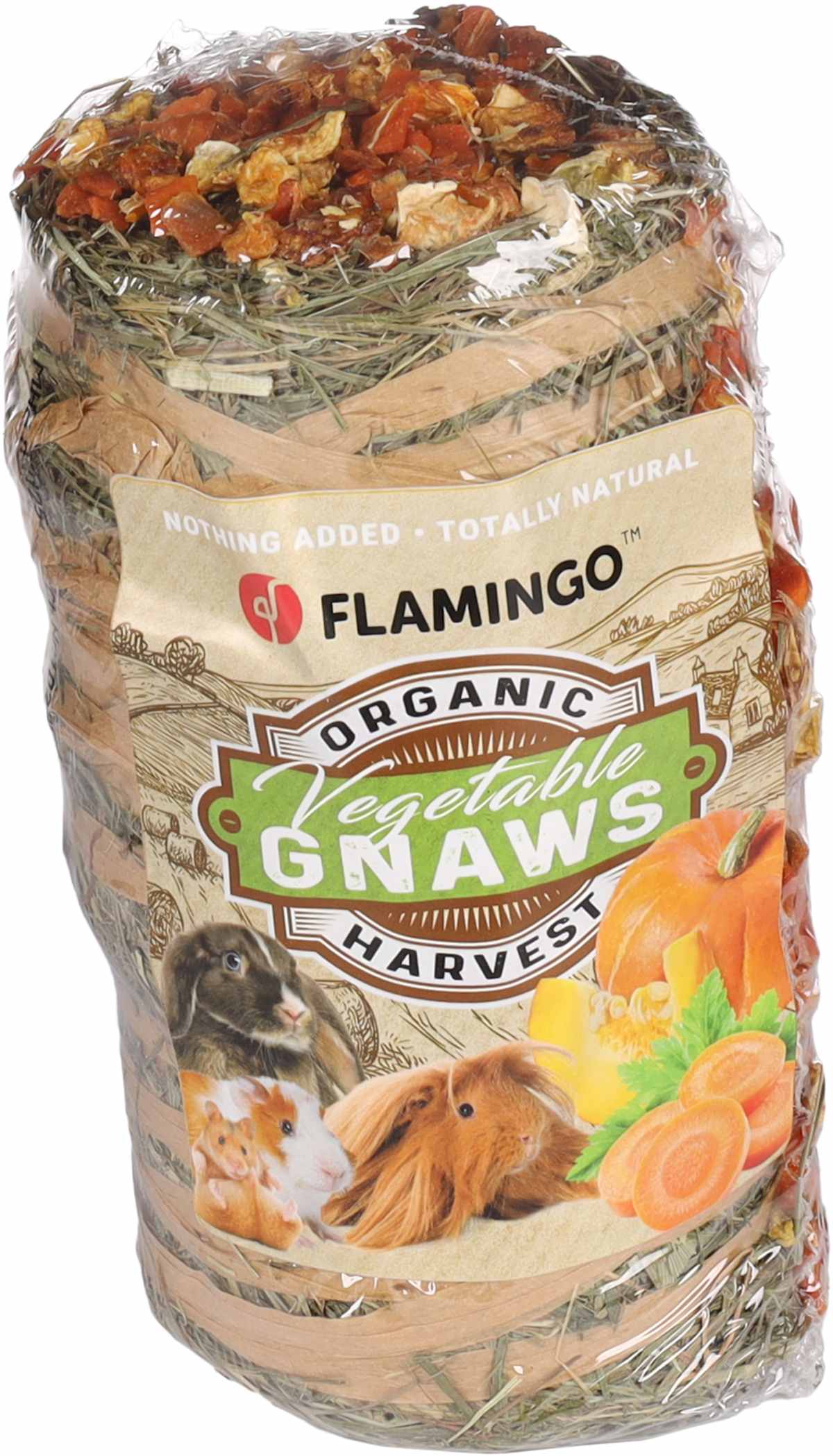 FLAMINGO Roll sijeno, poslastica za male zivotinje i kunice, povrce, 200g