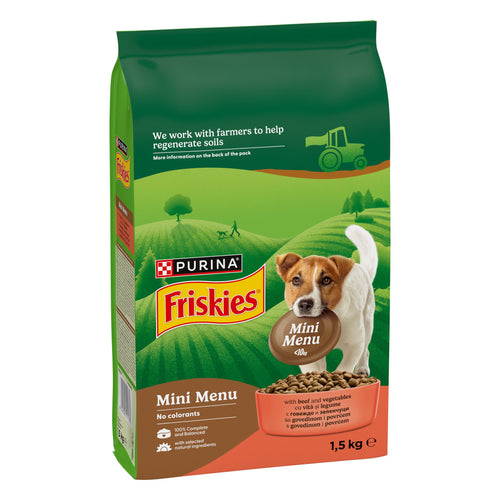 FRISKIES Mini Menu, s mesom i dodanim povrcem, 1,5kg