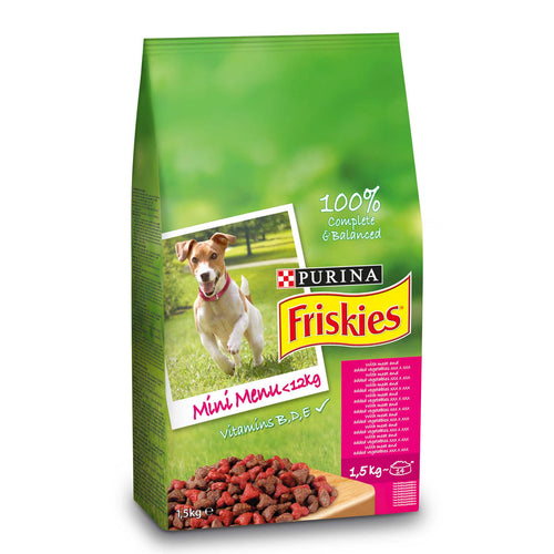 FRISKIES Mini Menu, s mesom i dodanim povrcem, 1,5kg