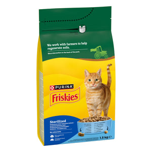 FRISKIES Sterilized, ukusna kombinacija lososa i tune, s povrcem, 1,5kg