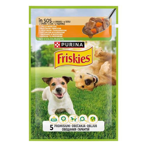 FRISKIES Vrecica za pse, s piletinom i mrkvom u umaku, 85g